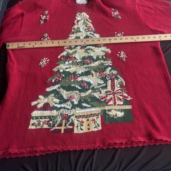VINTAGE Heirloom Collectibles Sweater Womens 3X Red Christmas Tree Ugly 00s - Picture 9 of 10